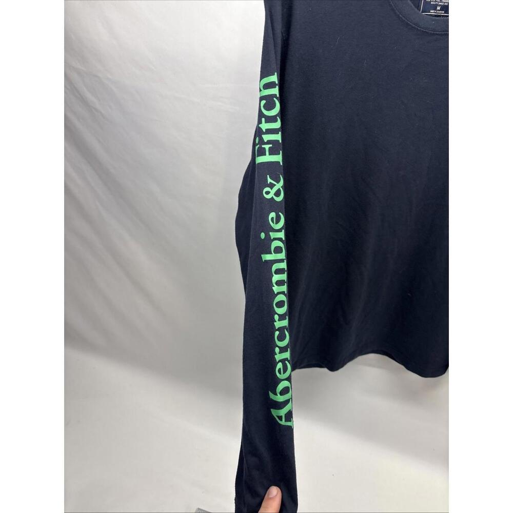 Abercrombie & Fitch Men's Medium, Black LS Shirt with Green Logos - Picture 5 of 6